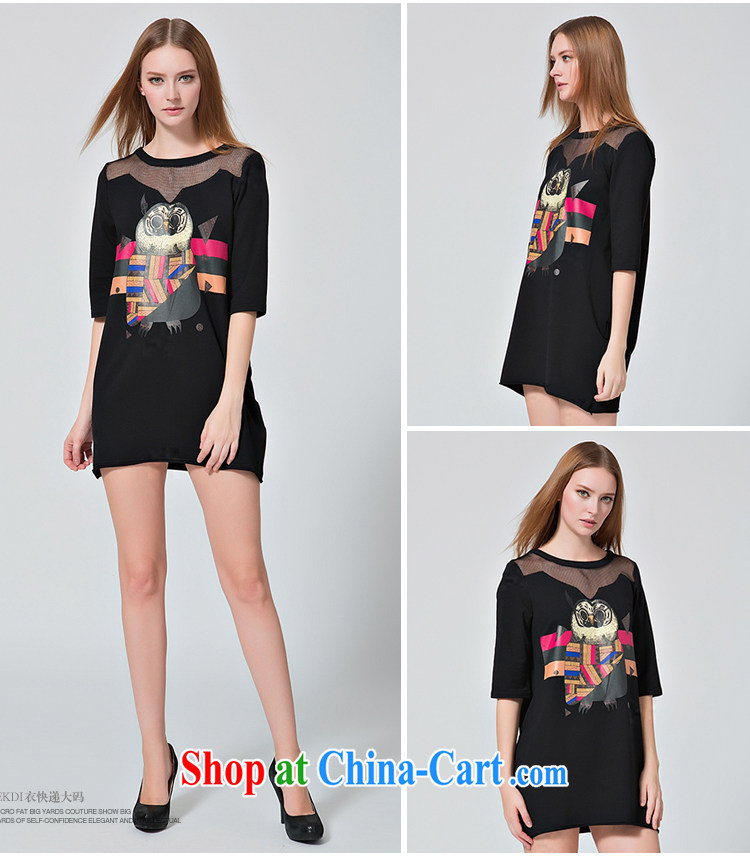 EKDI/clothing and express the code female round-collar Openwork stitching card stamp graphics thin 5 cuff short skirt dress black 2 XL pictures, price, brand platters! Elections are good character, the national distribution, so why buy now enjoy more preferential! Health