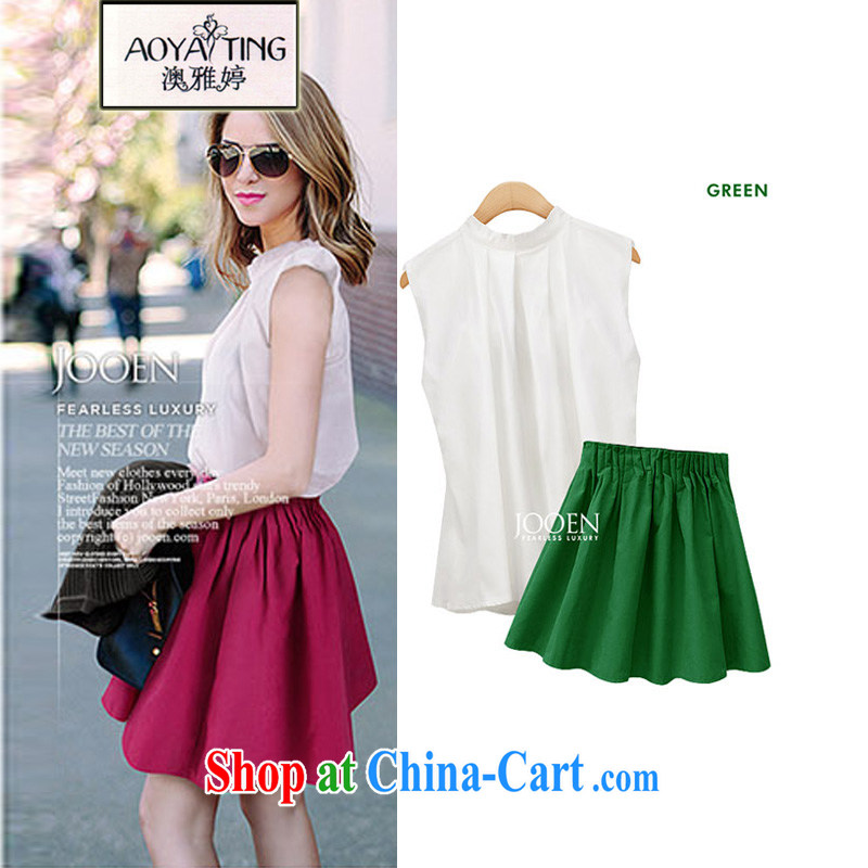 o Ya-ting 2015 New, and indeed increase, female summer thick mm video thin dresses girls T-shirt skirt Kit green skirt + shirt 4 XL recommends that you 160 - 180 jack