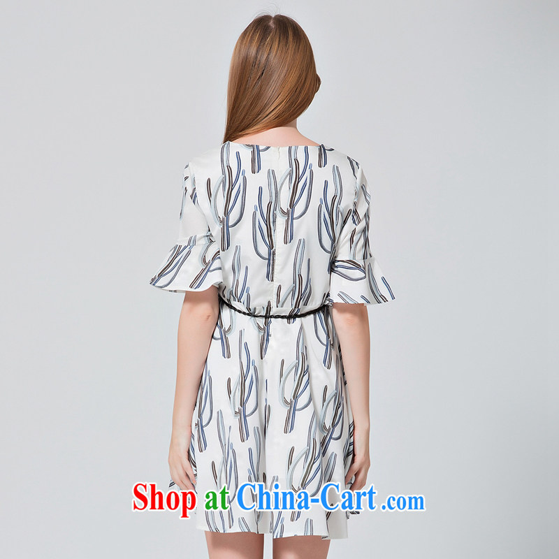 EKDI/clothing and express the Code women 2015 summer new flouncing cuff stylish stamp beauty graphics thin dresses white 4XL clothing, express (ekdi), online shopping
