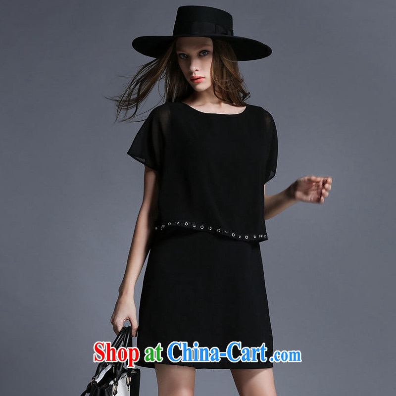 The summing up of 2015 mm on the code female summer new, thick, graphics thin, leave two rivets, stylish and big beauty dress 1977 black XXXXXL, the proscribed (MUFUNA), online shopping