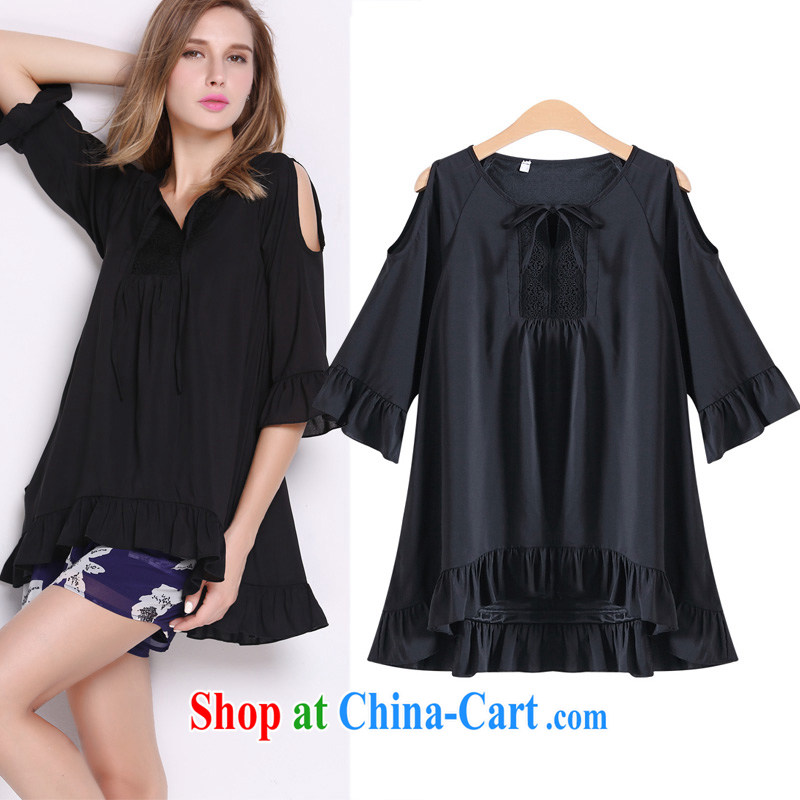 Szili and Macedonia is indeed increasing, female 2015 summer new mm thick sister in long, loose video thin ice woven shirts female 200 jack of aristocratic ladies T-shirt black 7XL, Cecilia Medina Quiroga (celia Dayton), online shopping
