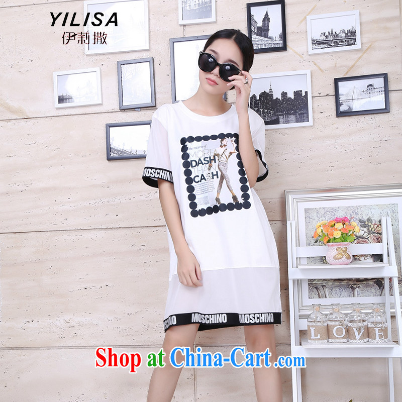 The YILISA indeed XL women summer mm thick graphics thin dresses 200 jack, long beauty figure loose solid dresses Y 9107 black XXL, Ms. Isaac (YILISA), online shopping