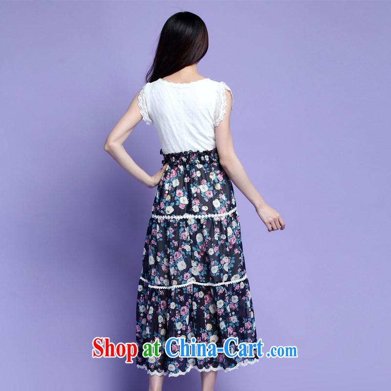 Loved summer New, and indeed increase, female fat sister leave two lace snow woven floral beach-yi long skirt 3725 black 4XL, loved (Tanai), online shopping