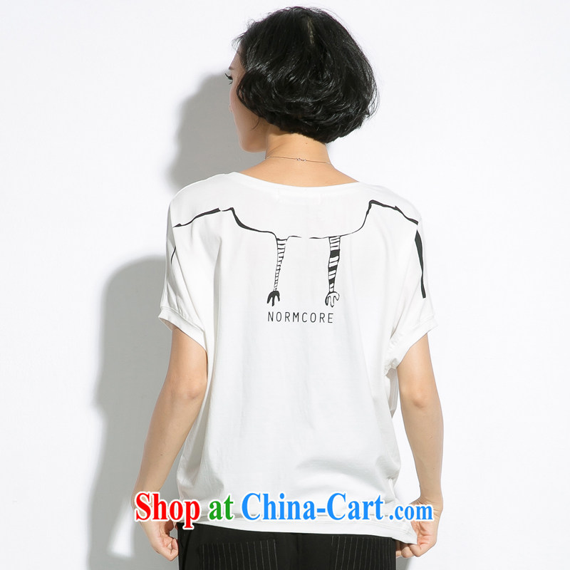 Eternal show Summer 2015 mm thick new, larger female personality owl stamp bat sleeves video thin T pension white 3XL, eternal, and the show, and shopping on the Internet