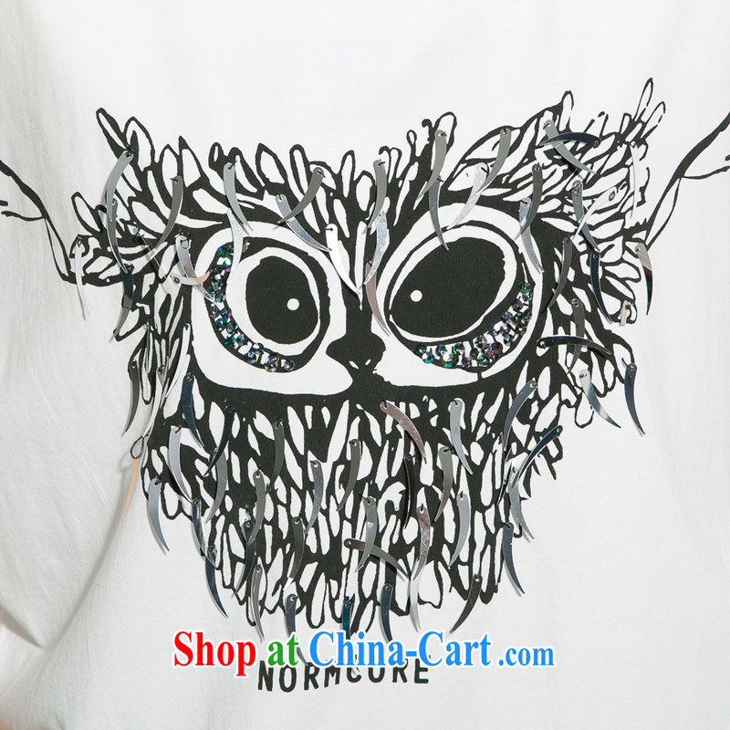 Eternal show Summer 2015 mm thick new, larger female personality owl stamp bat sleeves video thin T pension white 3XL, eternal, and the show, and shopping on the Internet