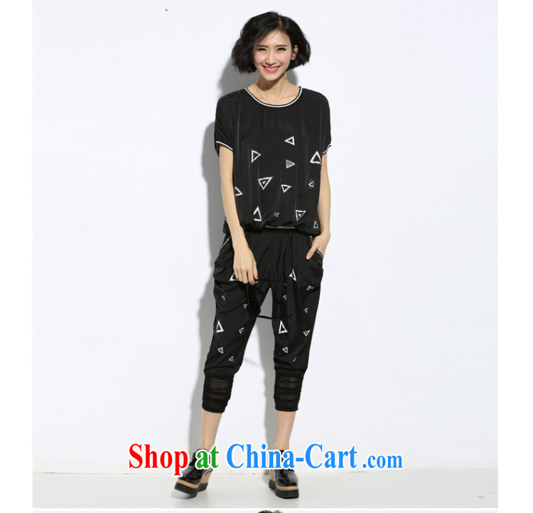 Eternal-soo and indeed increase, female video thin T-shirt pants set thick mm summer new Korean thick sister thick stylish personalized stamp short sleeve black 3XL pictures, price, brand platters! Elections are good character, the national distribution, so why buy now enjoy more preferential! Health