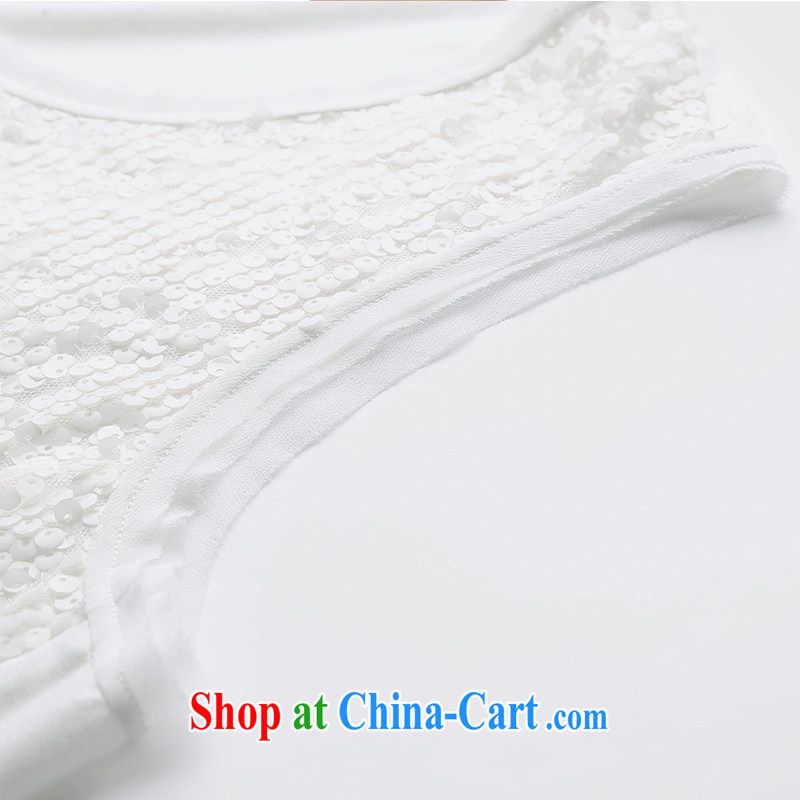 The MsShe indeed XL women 2015 new summer thick sister stamp stitching vest T pension 4657 white 3XL, Susan Carroll, Ms Elsie Leung Chow (MSSHE), shopping on the Internet