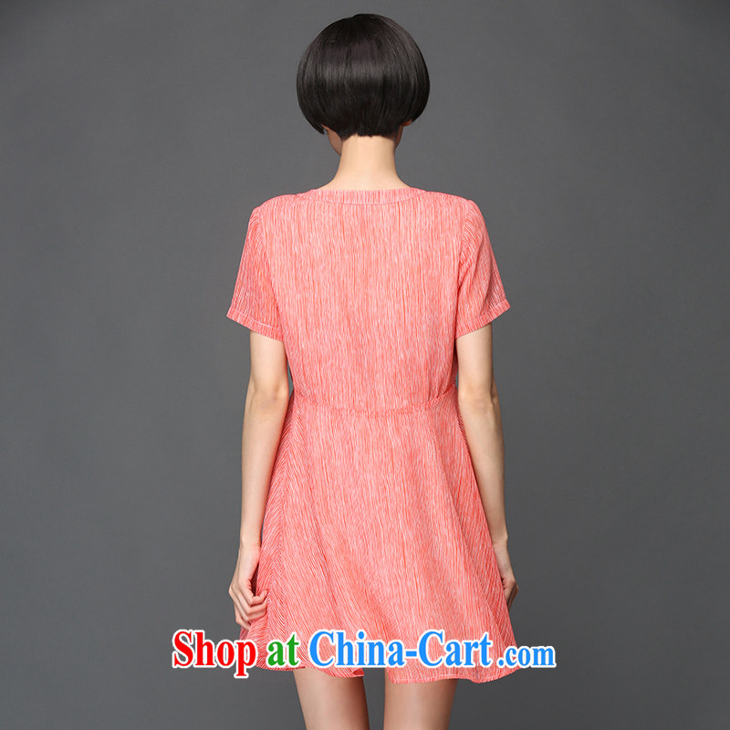 Of 200 Of The jack is indeed increasing, female summer new, MM thick short-sleeved striped graphics thin ice woven dresses 2900 red code 4 XL 180 Jack left and right, and Director (Smeilovly), online shopping