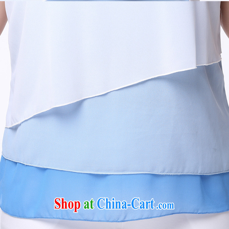 The Erez mark 2015 new emphasis on MM and indeed increase, female snow woven shirts summer short-sleeve shirt T 1137 sky blue 3 XL (recommended chest of 126 cm), the Erez. mark (OLAZY . MARK), online shopping