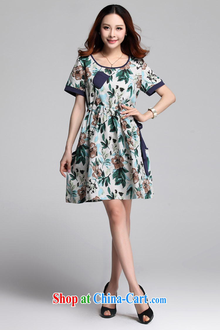 The package mail and indeed increase code 2015 new Korean version linen stamp arts loose the code short-sleeved dress suit the waist summer skirt green XXL approximately 140 - 160 Jack pictures, price, brand platters! Elections are good character, the national distribution, so why buy now enjoy more preferential! Health