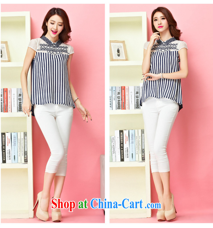 Also, the 2015 summer new female embroidery loose the code snow woven shirts female small shirt summer short-sleeved snow woven shirts 8047 black-and-white striped XXXL pictures, price, brand platters! Elections are good character, the national distribution, so why buy now enjoy more preferential! Health