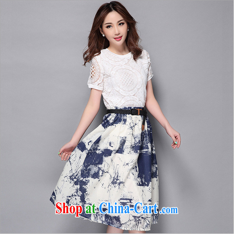 Zhe 2015 will be the European site with new, larger female lace T-shirt body skirt cotton two-piece painting stylish package white XXL Zhe, concluded (XINFU), online shopping
