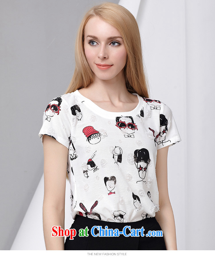 cheer for 2015 XL girls thick MM summer new Korean cartoon stamp graphics thin mask poverty short-sleeved T pension 2862 white 2XL pictures, price, brand platters! Elections are good character, the national distribution, so why buy now enjoy more preferential! Health