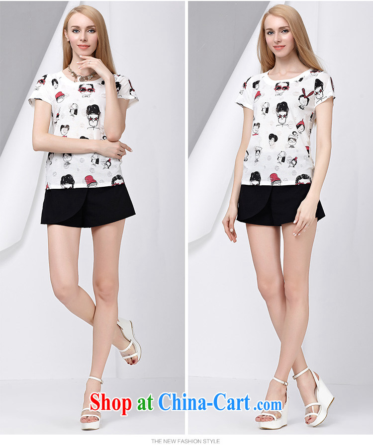 cheer for 2015 XL girls thick MM summer new Korean cartoon stamp graphics thin mask poverty short-sleeved T pension 2862 white 2XL pictures, price, brand platters! Elections are good character, the national distribution, so why buy now enjoy more preferential! Health