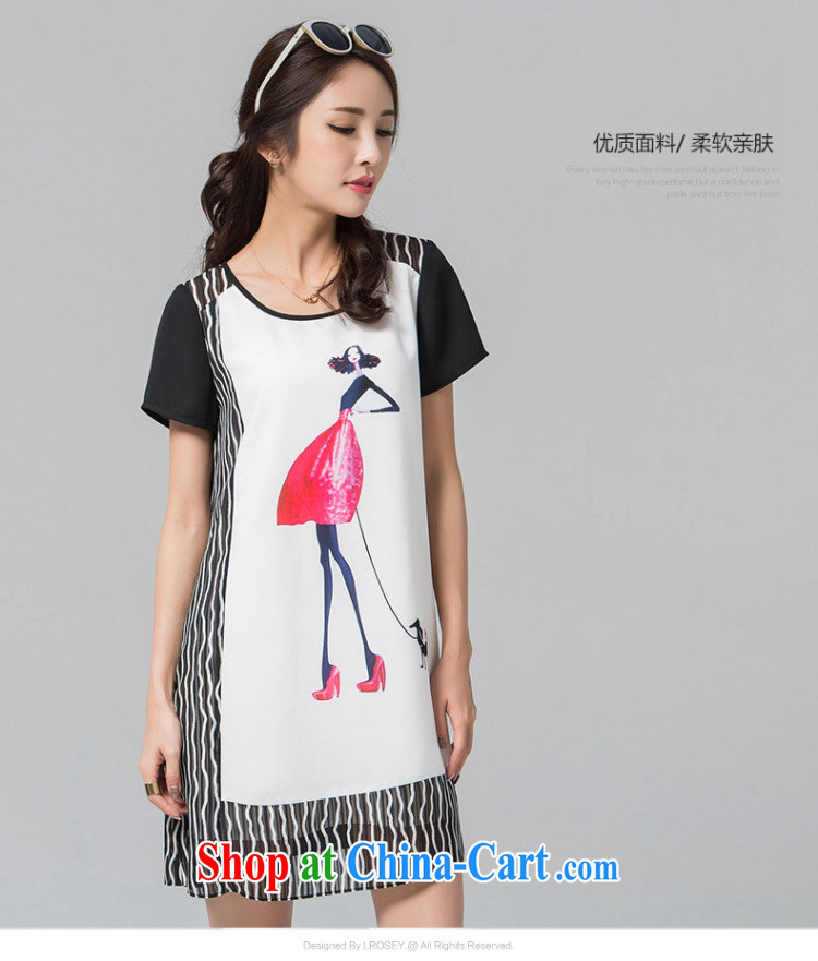 Blue Water larger female 2015 summer new skirt thick MM stamp stripe short-sleeve snow woven dresses large white code XXXXL pictures, price, brand platters! Elections are good character, the national distribution, so why buy now enjoy more preferential! Health