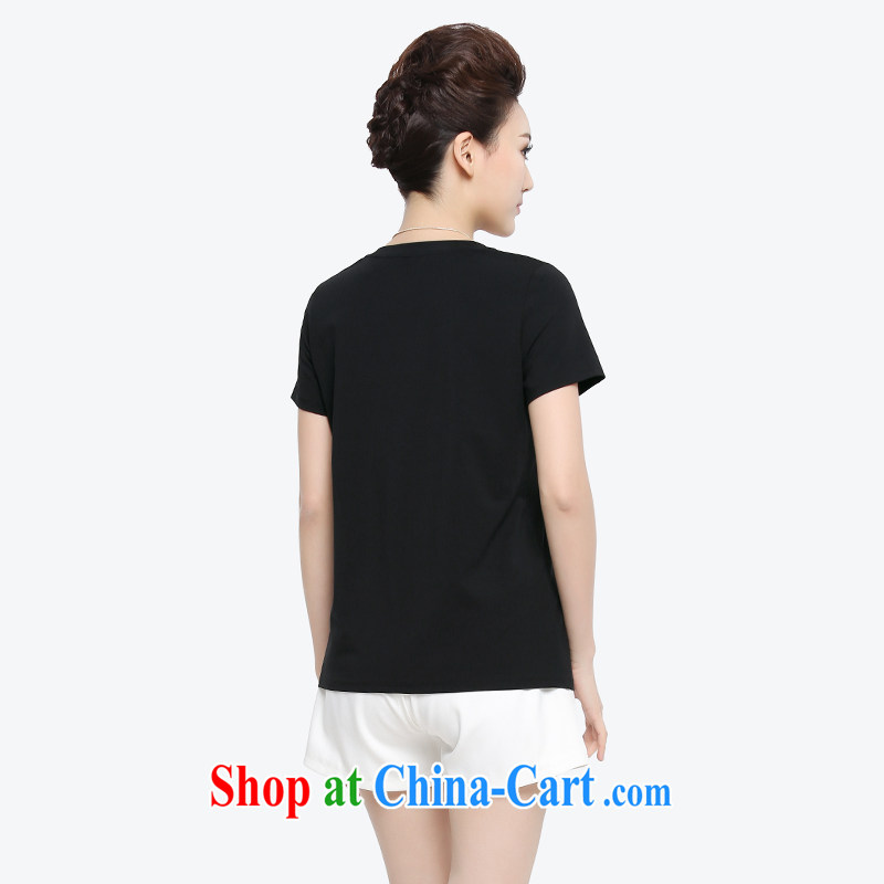 The Mak is the female 2015 summer new thick mm stylish, short-sleeved shirts personalized beauty T pension 952153985 black gold 3 XL, former Yugoslavia, Mak, and shopping on the Internet