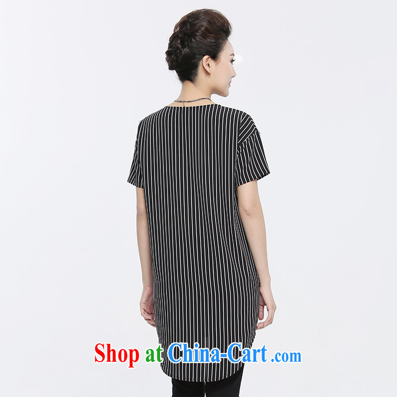 The Mak is the female 2015 summer new thick mm stylish stripes floral stitching T pension 952153990 black-and-white (4XL, former Yugoslavia, Mak, and shopping on the Internet