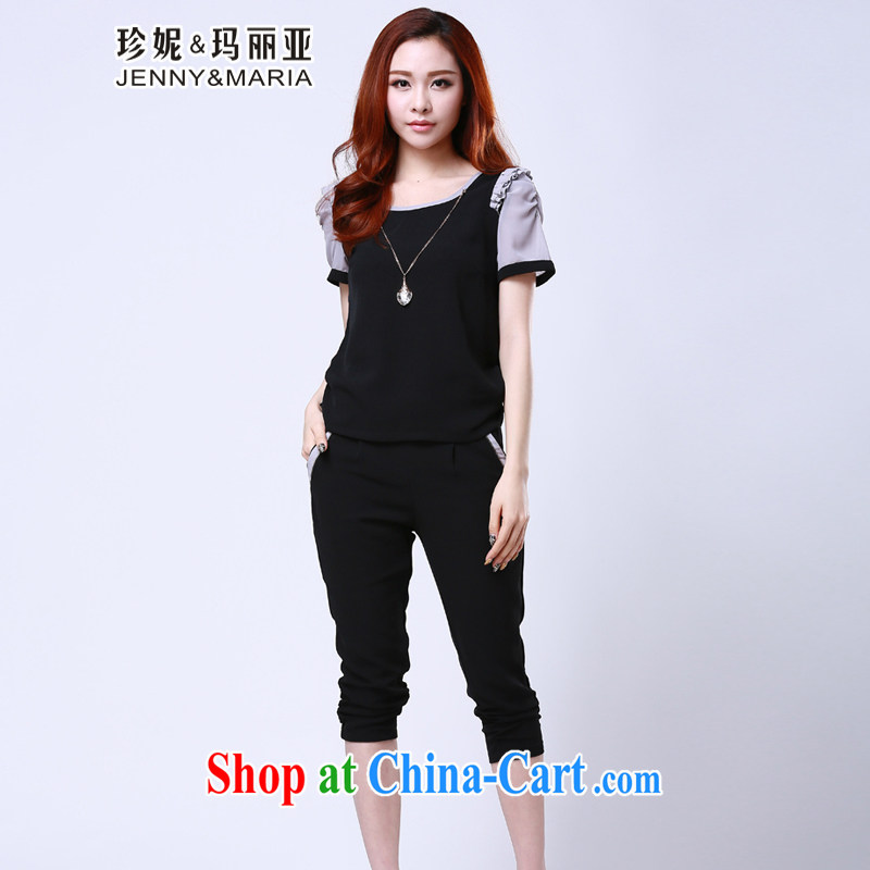 Jeanne _ Mary 2015 summer new XL girls 7 pants stylish lounge larger female Package Women 9020 black 4XL recommendations 180 - 200 jack