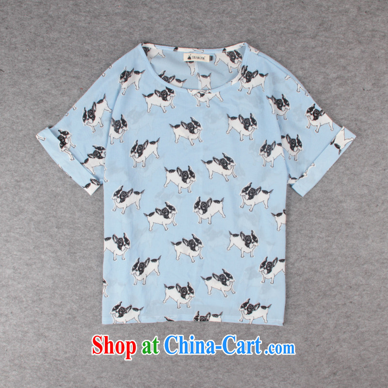 Yet the Addiction, women are still dependent and indeed increase 200 Jack summer Korean half sleeve multi-colored snow woven short sleeve shirt T 6091 small dog XXXL