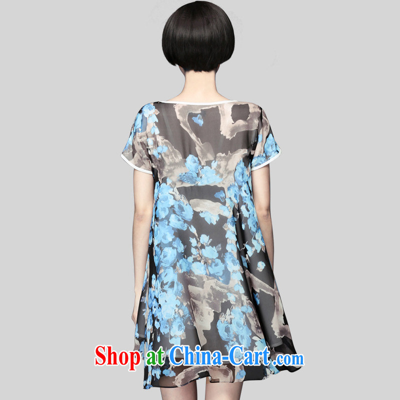 Morning would be the fat increase, female 2015 Korean female decoration, graphics thin sweet lady stamp short-sleeved snow woven dresses thick sister skirt suit 3 XL, morning, and shopping on the Internet