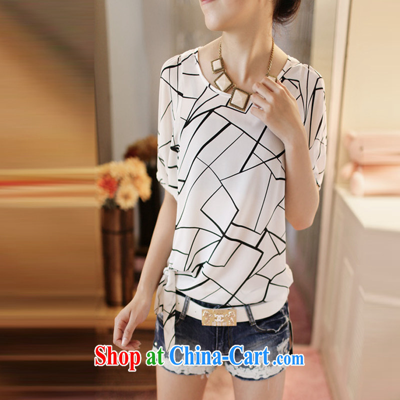 100 million new 2015 summer new female large code short-sleeve stamp snow woven shirts female YQC 7031 white squares XXL, 100 million new, shopping on the Internet