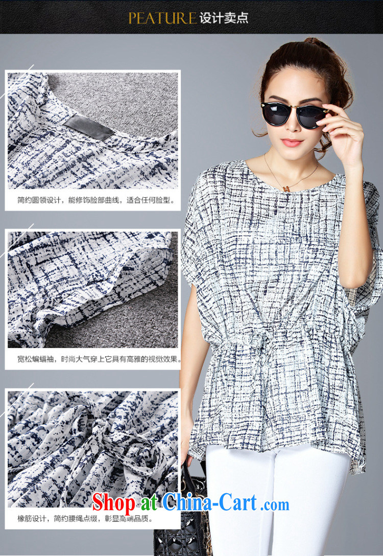 Morning would be 2015 and indeed increase, female summer bat sleeves floral stamp snow woven shirt short-sleeved video thin thick mm loose the waist stamp T shirt T-shirt Blue on white 4 XL pictures, price, brand platters! Elections are good character, the national distribution, so why buy now enjoy more preferential! Health