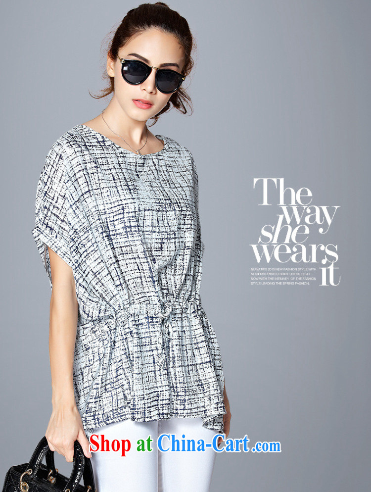 Morning would be 2015 and indeed increase, female summer bat sleeves floral stamp snow woven shirt short-sleeved video thin thick mm loose the waist stamp T shirt T-shirt Blue on white 4 XL pictures, price, brand platters! Elections are good character, the national distribution, so why buy now enjoy more preferential! Health