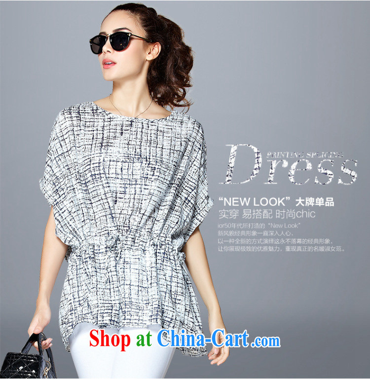 Morning would be 2015 and indeed increase, female summer bat sleeves floral stamp snow woven shirt short-sleeved video thin thick mm loose the waist stamp T shirt T-shirt Blue on white 4 XL pictures, price, brand platters! Elections are good character, the national distribution, so why buy now enjoy more preferential! Health