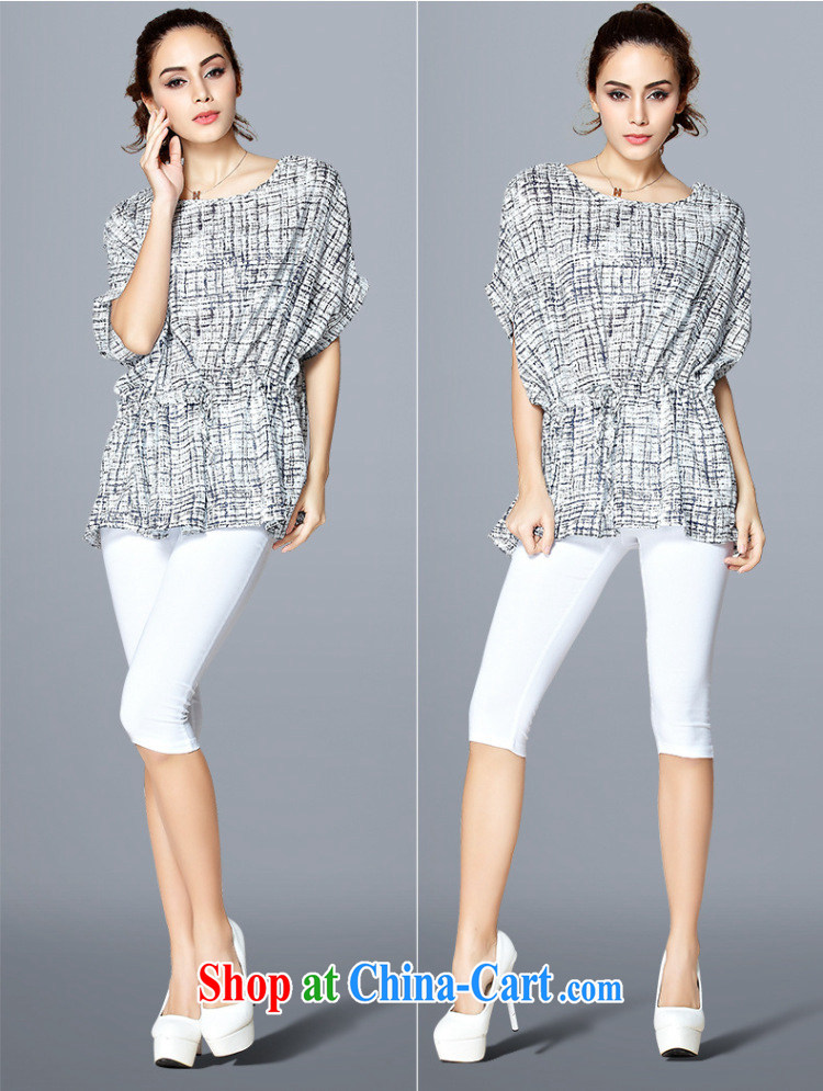 Morning would be 2015 and indeed increase, female summer bat sleeves floral stamp snow woven shirt short-sleeved video thin thick mm loose the waist stamp T shirt T-shirt Blue on white 4 XL pictures, price, brand platters! Elections are good character, the national distribution, so why buy now enjoy more preferential! Health