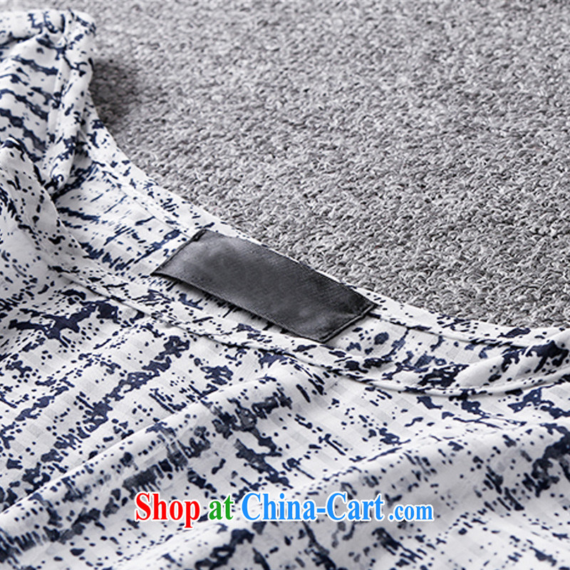 Morning would be 2015 and indeed increase, female summer bat sleeves floral stamp snow woven shirt short-sleeved video thin thick mm loose the waist stamp T shirt T-shirt Blue on white, 4XL, morning, and shopping on the Internet