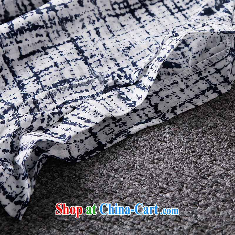 Morning would be 2015 and indeed increase, female summer bat sleeves floral stamp snow woven shirt short-sleeved video thin thick mm loose the waist stamp T shirt T-shirt Blue on white, 4XL, morning, and shopping on the Internet