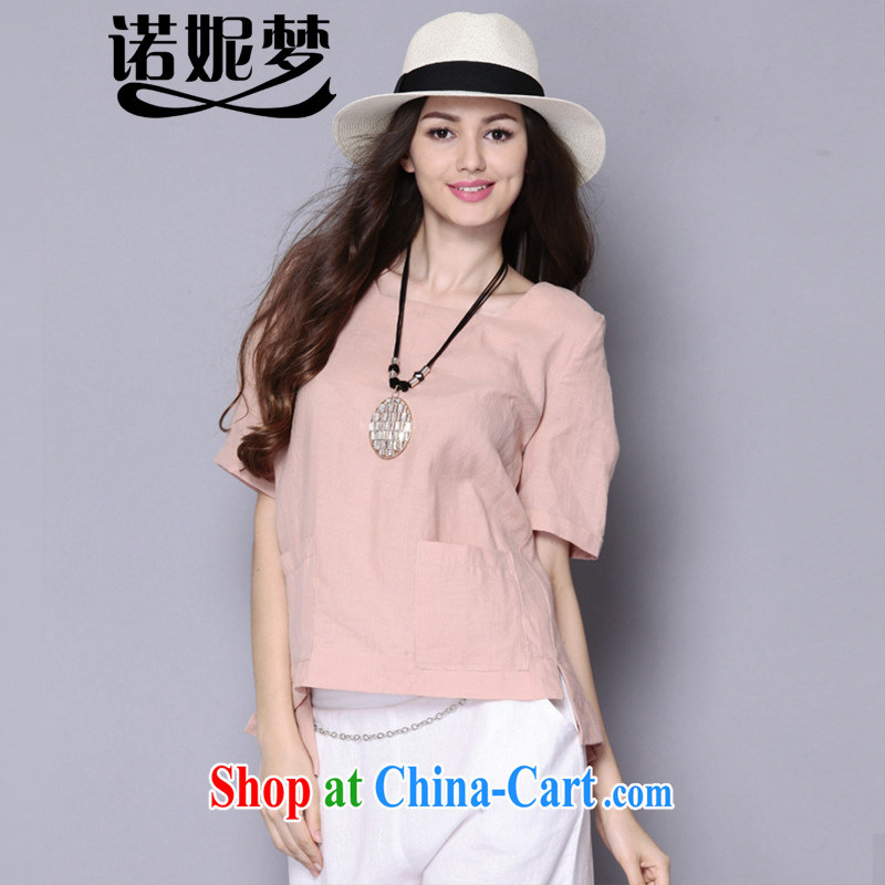Connie's dream in Europe and America 200 Jack large, female summer is the increased emphasis on MM minimalist Liberal National wind cotton Ma T-shirt girls T-shirt with short sleeves J 5103 pink XXXXXL