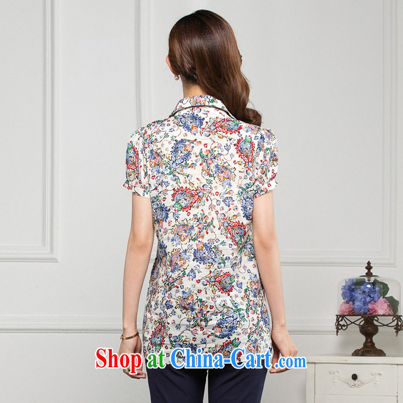 Lin Dan, summer 2015 the new girls T-shirt spring and summer stamp career lady, in long cotton shirt blue flower S, Lin Dan, and shopping on the Internet