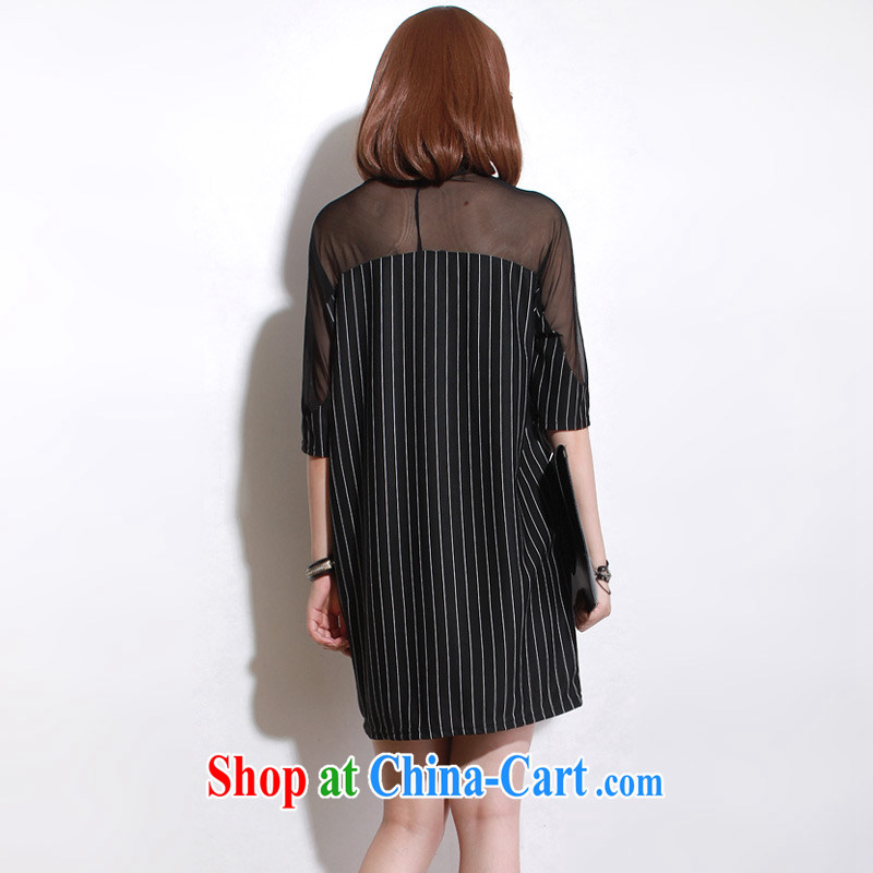 Director of the Advisory Committee summer Korea and indeed XL women mm thick loose video thin stitching Web yarn stripes short-sleeve double-yi skirt black relaxed, code, made the Advisory Committee (mmys), online shopping
