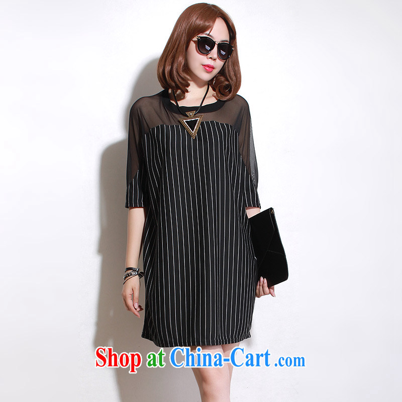 Director of the Advisory Committee summer Korea and indeed XL women mm thick loose video thin stitching Web yarn stripes short-sleeve double-yi skirt black relaxed, code, made the Advisory Committee (mmys), online shopping