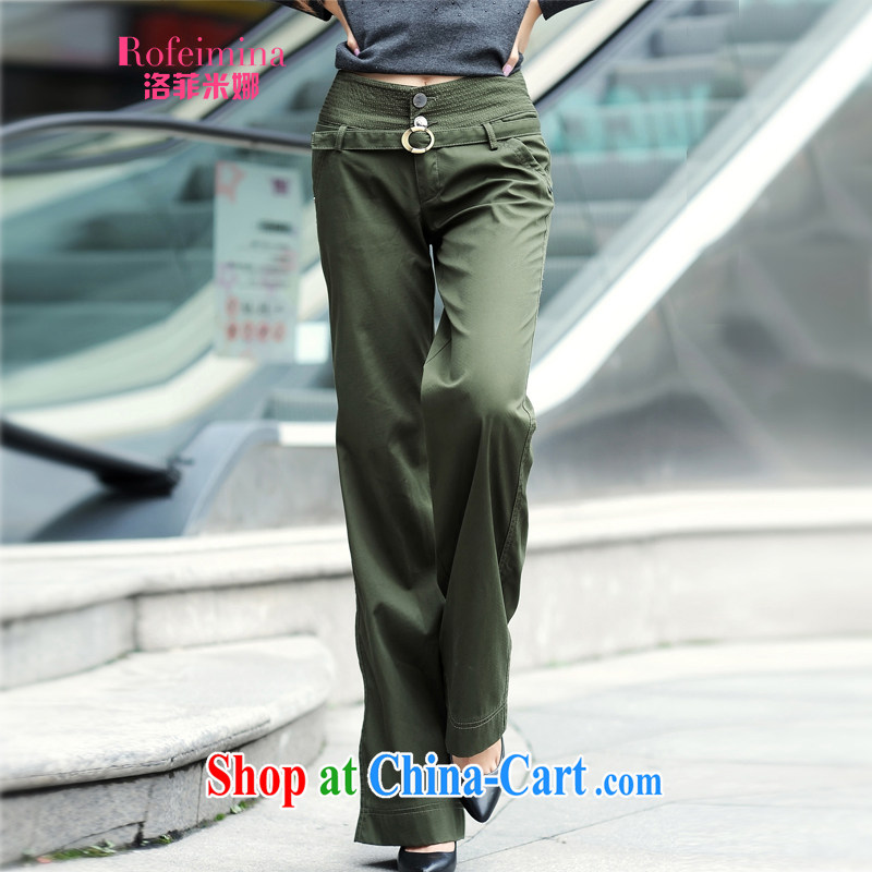 Donald Rumsfeld, rice, 2015 female new, larger female summer, high waist Wide Leg pants pants girls rug has been and Trouser Press Horn female Trouser press 069 army green 31 yards