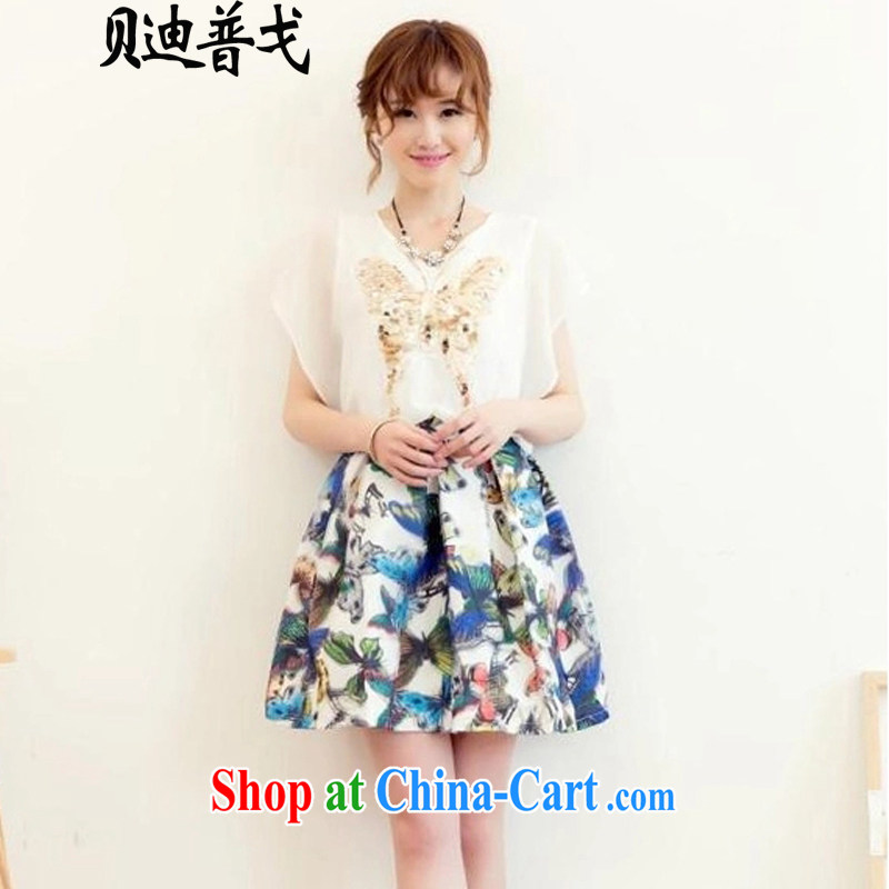 Brady, the Summer new stylish lady snow woven dresses larger female loose floral skirt white 1161 XL 5 180 - 195 Jack left and right