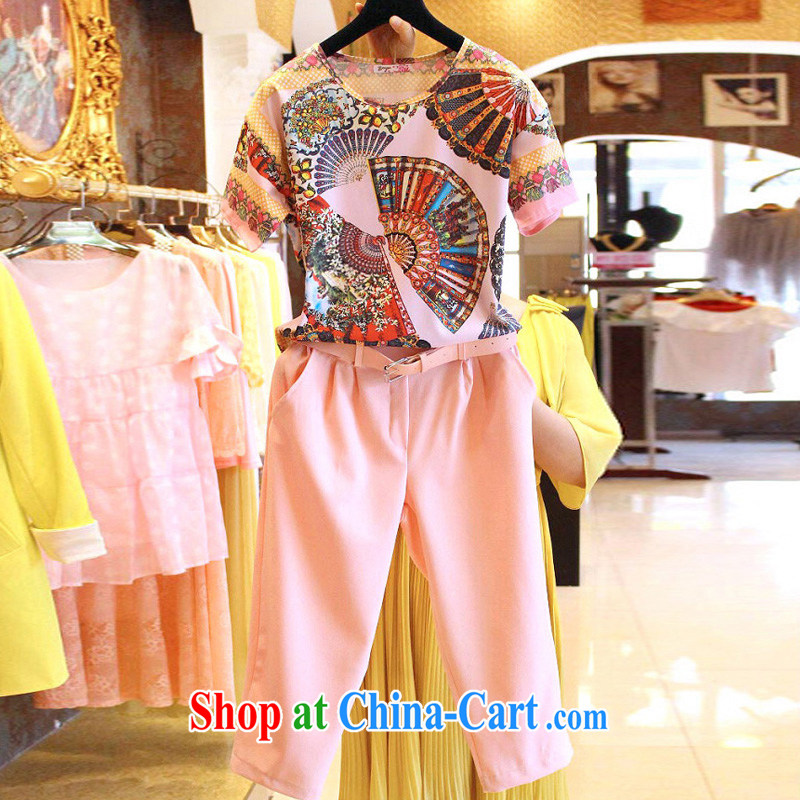 First and foremost economic propaganda thick mm video thin summer new Korean version the Code women mm thick stylish two-piece loose T-shirt T-shirt + 7 sub-pants 7245 #3 XL 150 - 160 Jack left and right, and first and foremost economic propaganda, shopping on the Internet