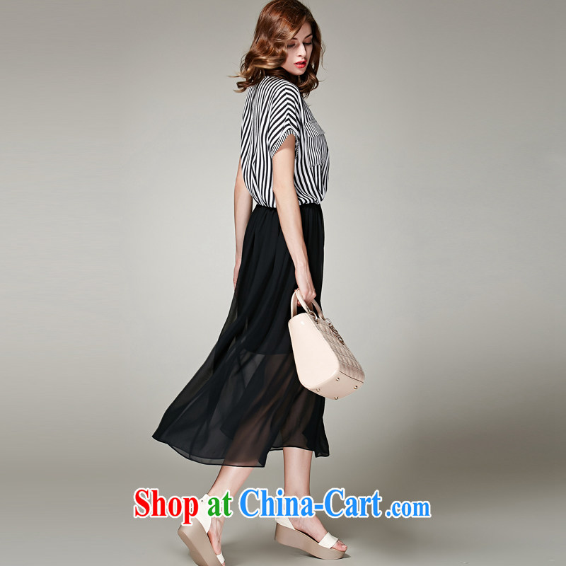 and the United States, 2015 will be in Europe and indeed the XL female summer new, mm thick beauty graphics thin black-and-white striped stitching leave two snow-woven dresses 3658 black XXXL, the US could (RIUMILVE), online shopping