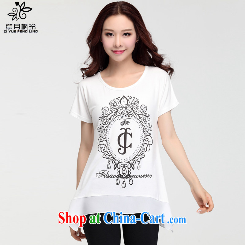First and foremost, Feng-ling 2015 summer new, larger female short-sleeved T pension 681 white 3XL