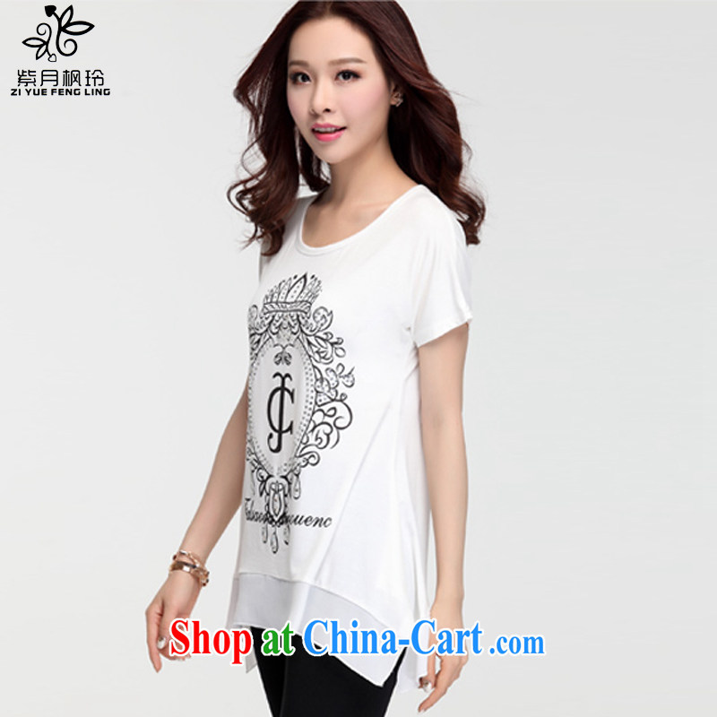 First and foremost, Feng-ling 2015 summer new, larger female short-sleeve shirt T 681 white 3XL, Purple, Feng-ling (ZIYUEFENGLING), shopping on the Internet