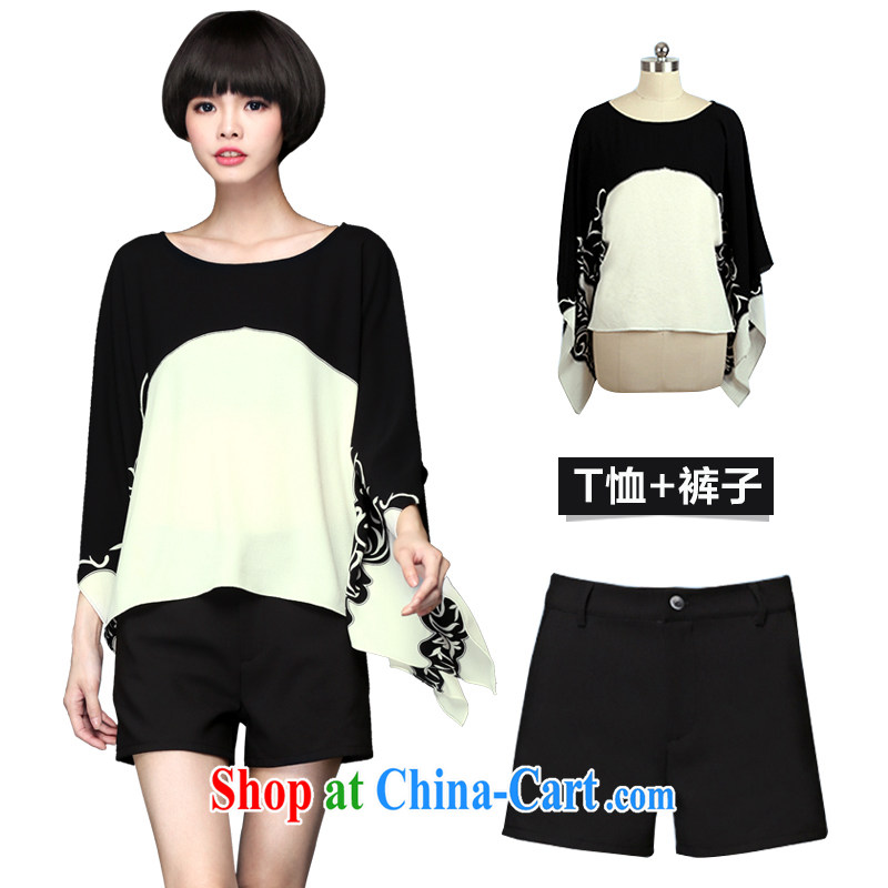 Director of summer 2015 with new, and ventricular hypertrophy, female thick mm summer short sleeve shirt T Snow woven shirt + shorts two piece kit 8115 black large code XL for 120 Jack left and right, and Director (Smeilovly), online shopping