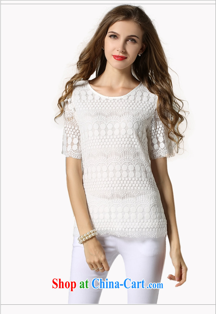 Huan Zhu Ge Ge Ge 2015 and indeed increase, female summer new thick mm loose video thin solid-colored lace short-sleeved T T-shirt women T-shirt N 819 white 3XL pictures, price, brand platters! Elections are good character, the national distribution, so why buy now enjoy more preferential! Health