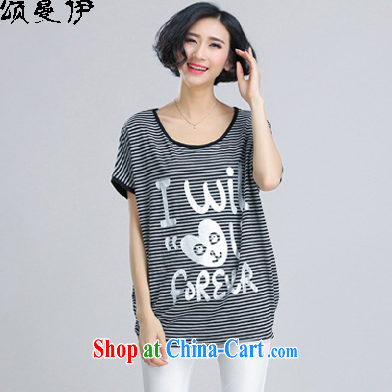 Also, the 2015 summer new Korean version mm thick loose the Code women in long streaks graphics thin bat sleeves short sleeves shirt T female summer picture color XXL, of Manchester, and, shopping on the Internet