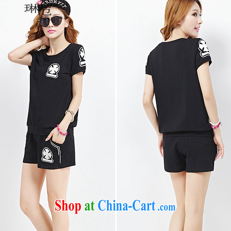 Lin van 2015 summer new, larger Leisure package short sleeve shorts female sports package 698 #black XL, Lin Fan (Leefanvip), shopping on the Internet