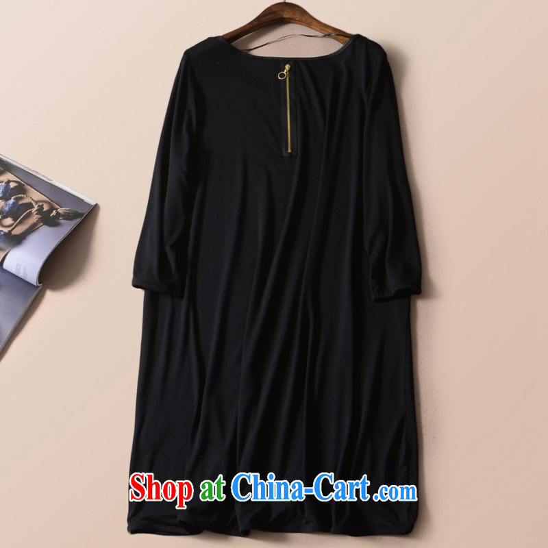 2015 mm thick summer large foreign trade, women with the Single European and American long T shirts dress King code 200 Jack Tik black 58/60, talking about the Zhuang (gazizhuang), and, on-line shopping