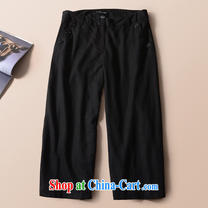 2015 mm thick summer large foreign trade, female original single European leisure 7 pants wide leg pants larger female trousers ktk black 14