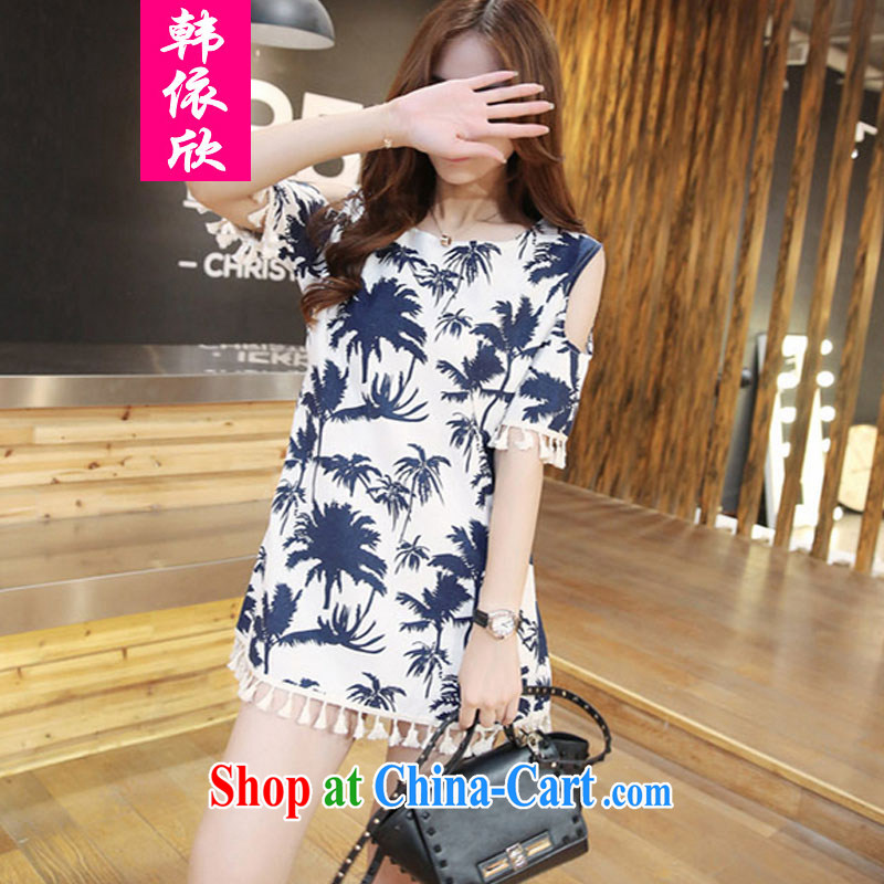 Korea was in accordance with the Code women summer 2015 King code stamp linen relaxed thick MM dress suits women XXXL
