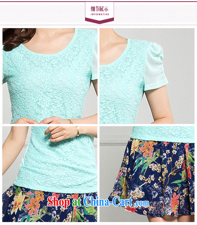 Lin Dan, 2015 summer new Korean version of the greater, short-sleeved dress lace snow beauty woven two kits with short skirts blue T-shirt + blue skirts XXXXL pictures, price, brand platters! Elections are good character, the national distribution, so why buy now enjoy more preferential! Health