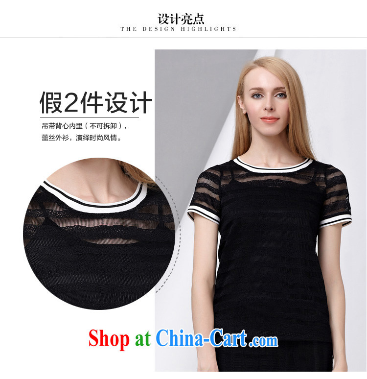 cheer for 2015 larger female summer new Korean version 100 ground lace shirt graphics thin black-out poverty large short-sleeved shirt T 2802 black 3 XL pictures, price, brand platters! Elections are good character, the national distribution, so why buy now enjoy more preferential! Health